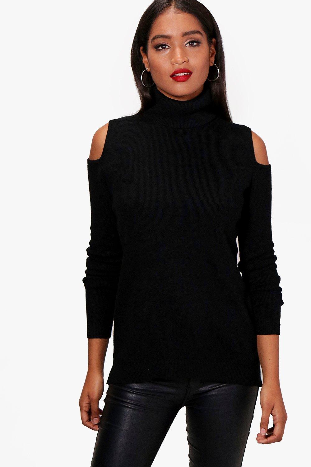 cold shoulder polo neck top