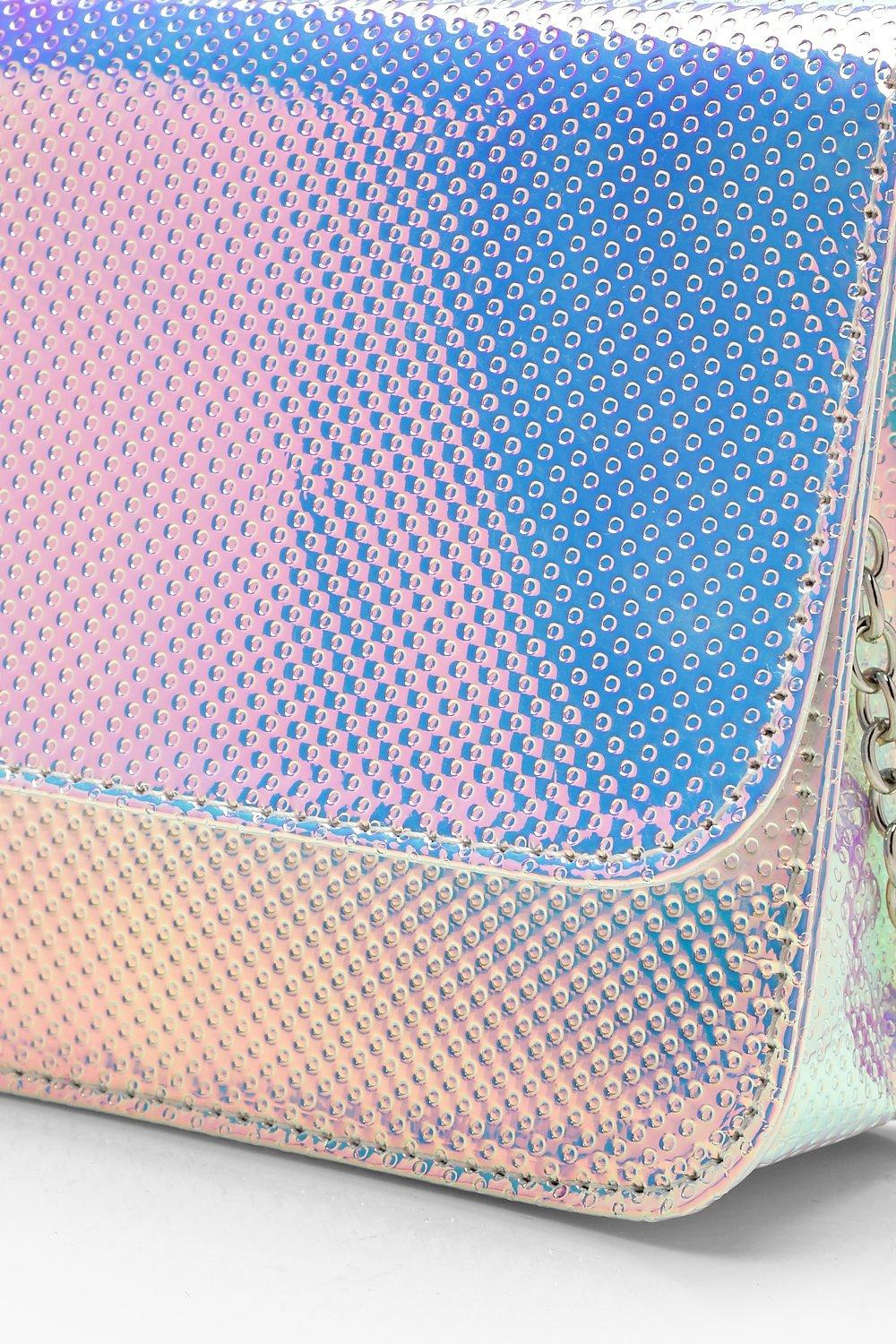 Sac bandouliere effet hologramme argente boohoo FR