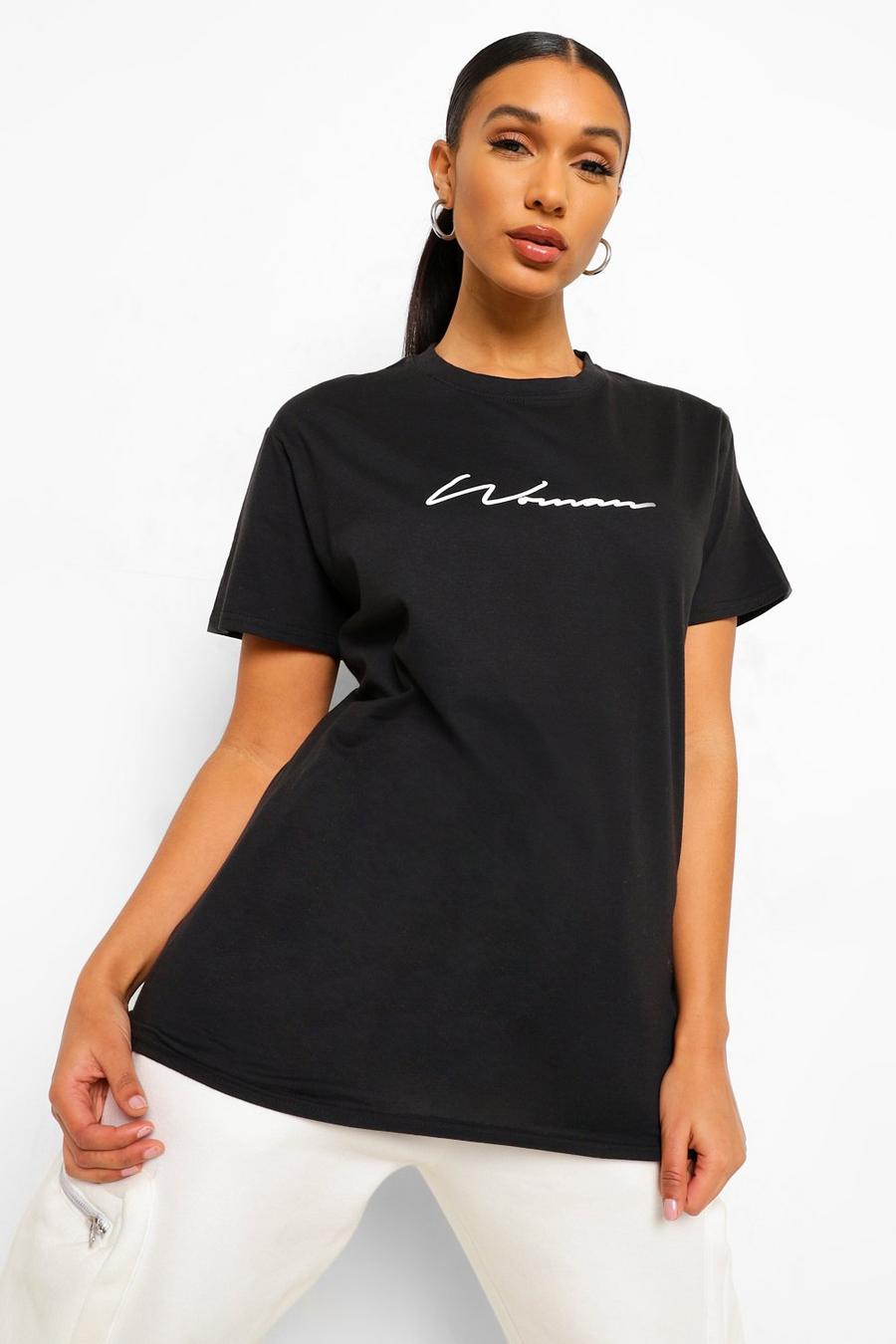 T-shirt con stampa Woman Signature, Nero image number 1