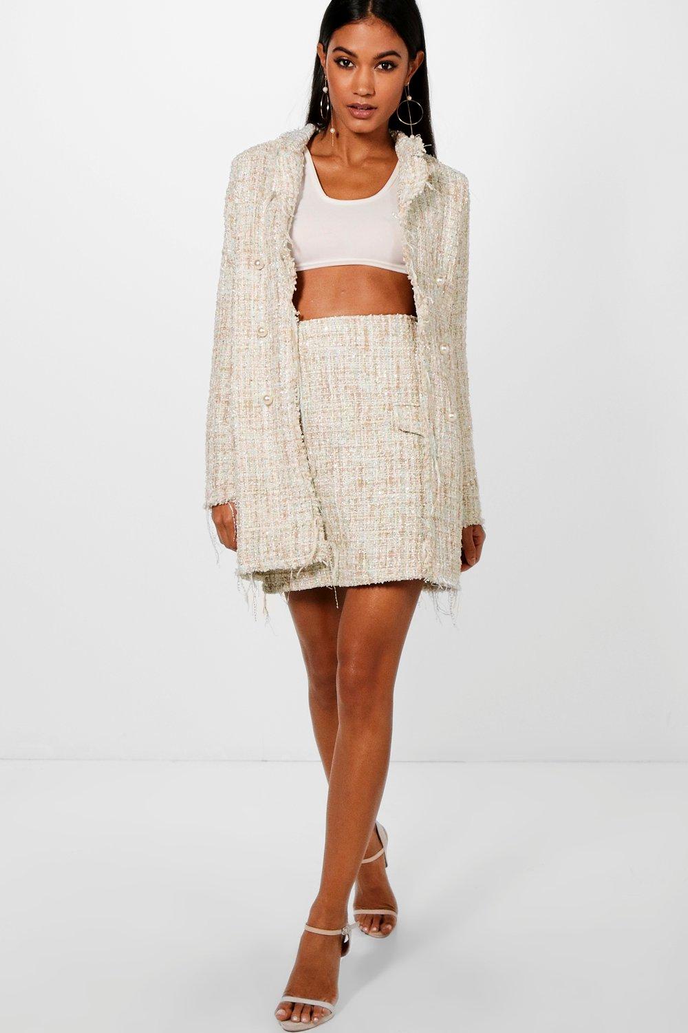 The bouclé jacket is trending right now