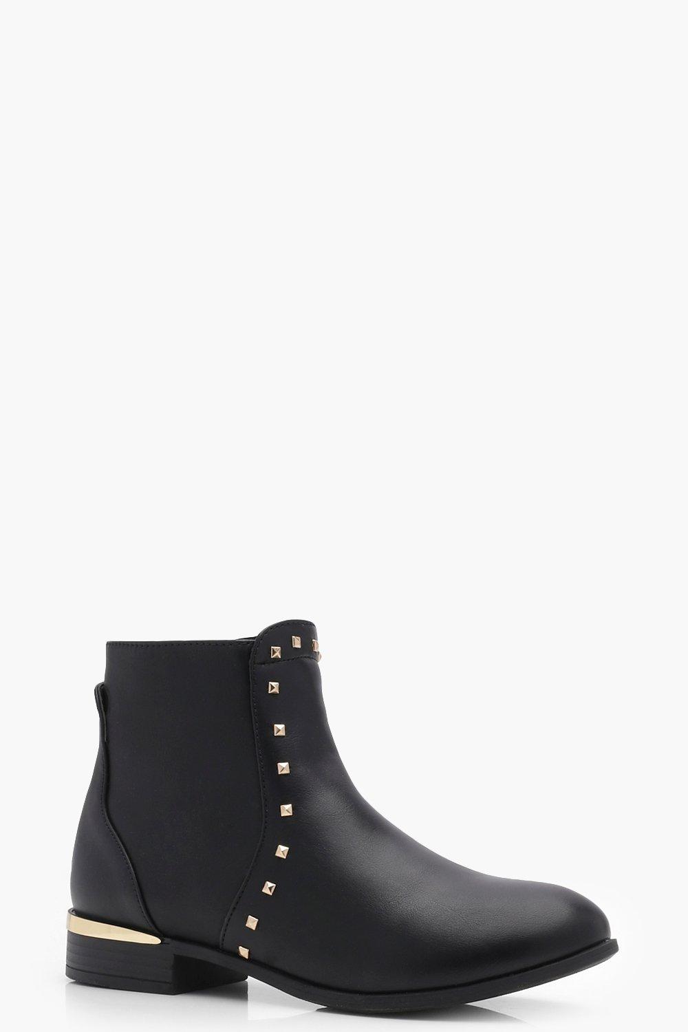 black studded trim chelsea boots