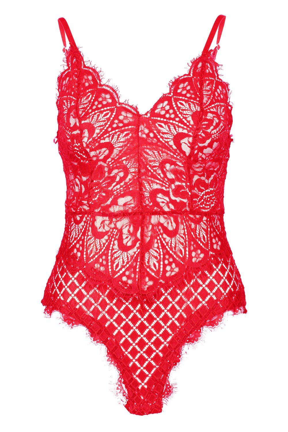 Eyelash lace bodysuit store boohoo