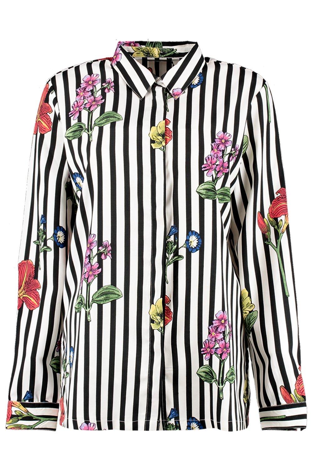 Striped Floral Woven Shirt