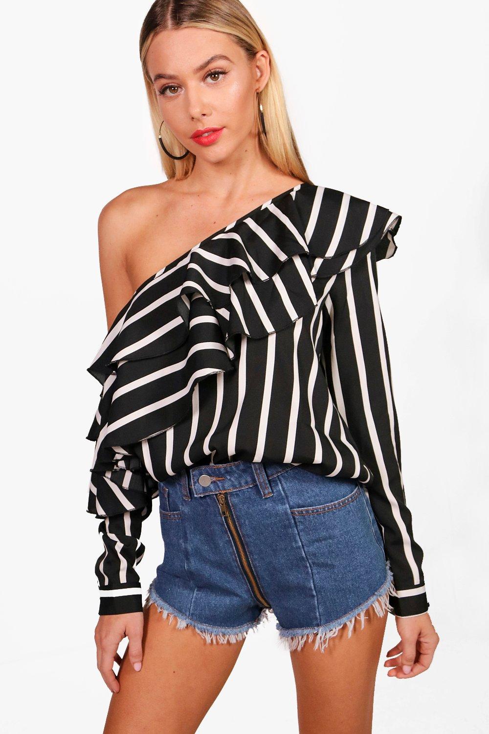 one shoulder ruffle top