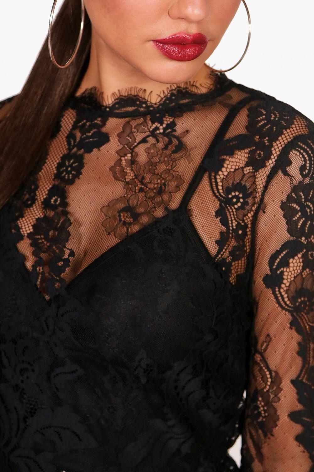 Eyelash Lace Top Black