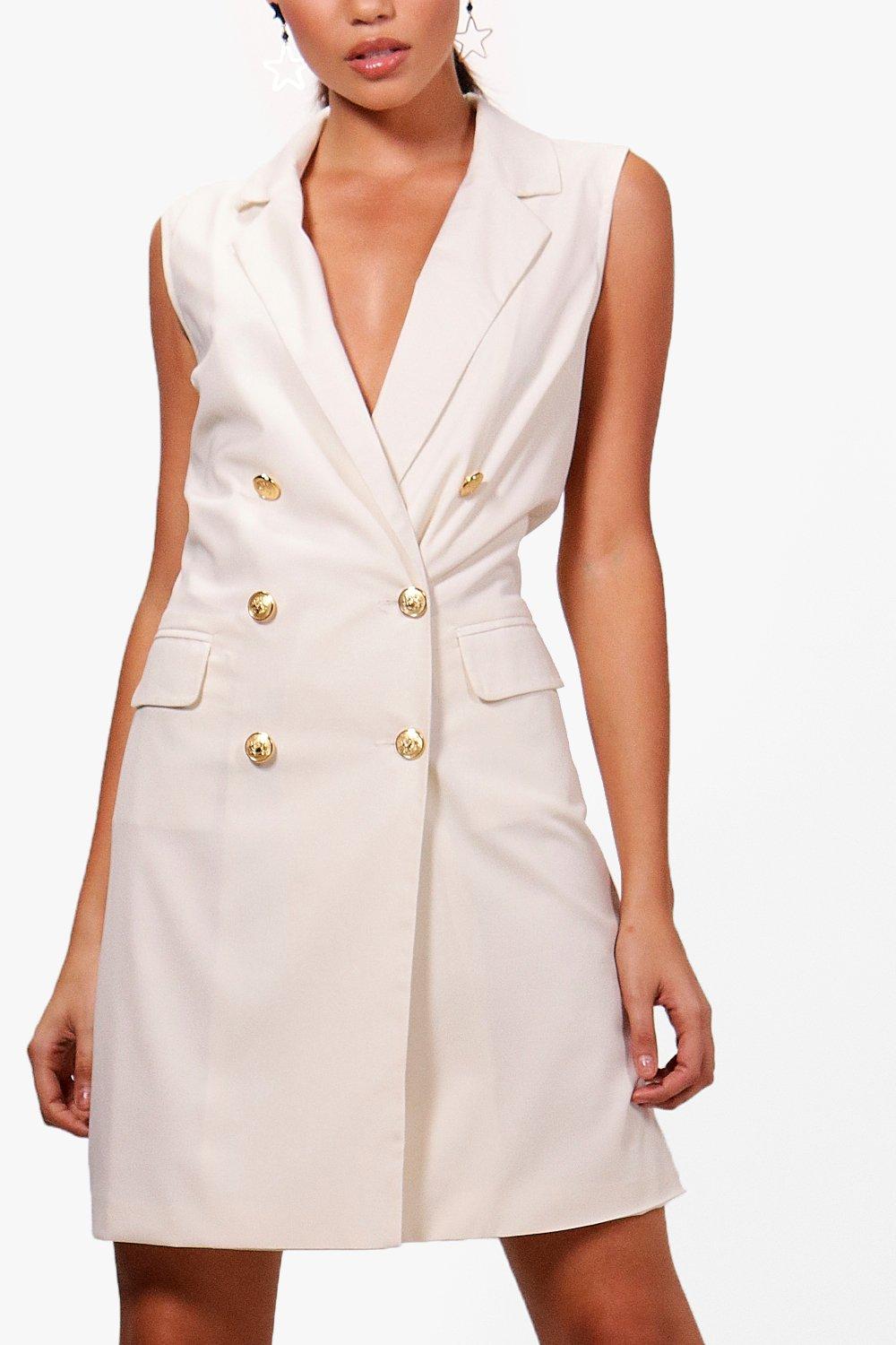 Robe blazer blanche sans manche sale