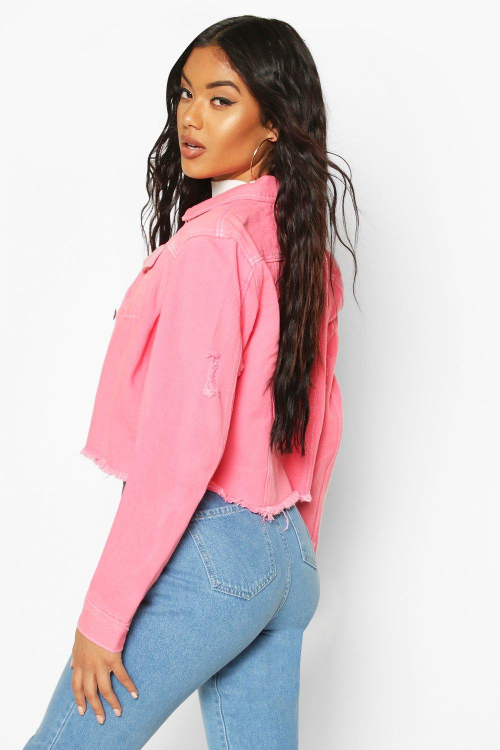 Short, colored denim jacket - Pink - Sz. 42-60 - Zizzifashion