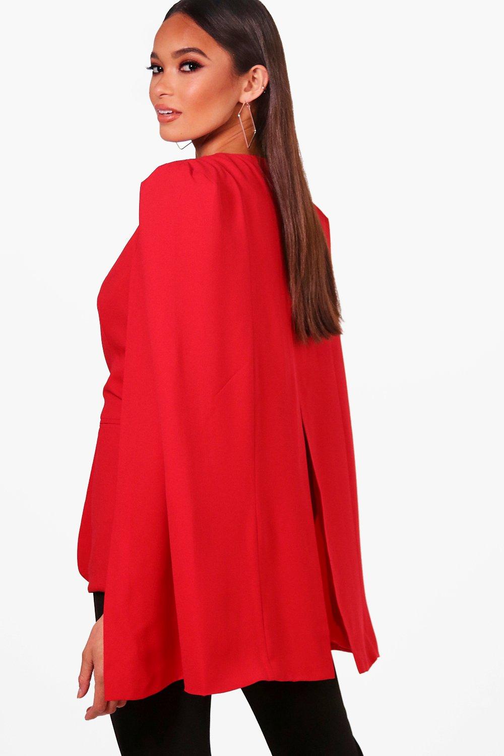 boohoo red cape dress