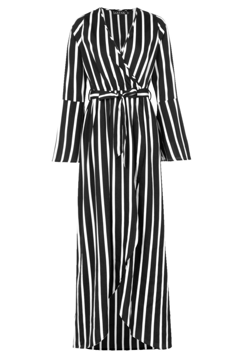 striped maxi dress with sleeves