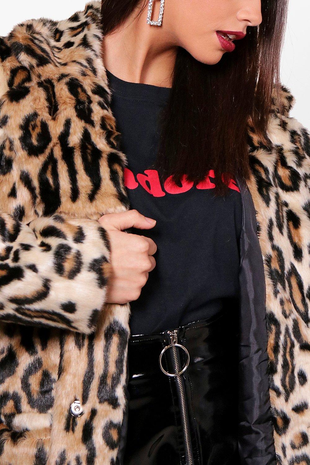 Boohoo leopard print outlet coat