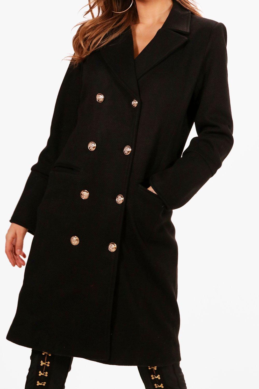 Black military style outlet coat