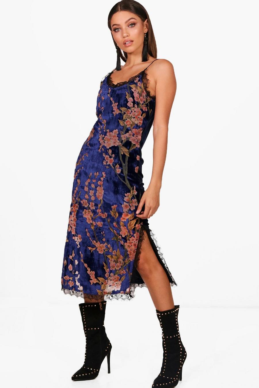 Velvet Devore Cami Dress, Cobalt image number 1