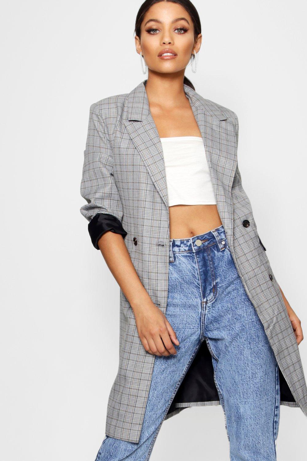 Checked on sale duster coat