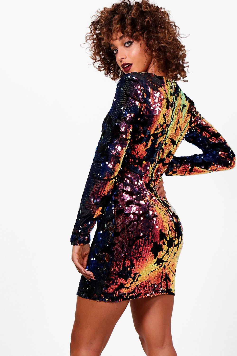 multi coloured sequin dress uk