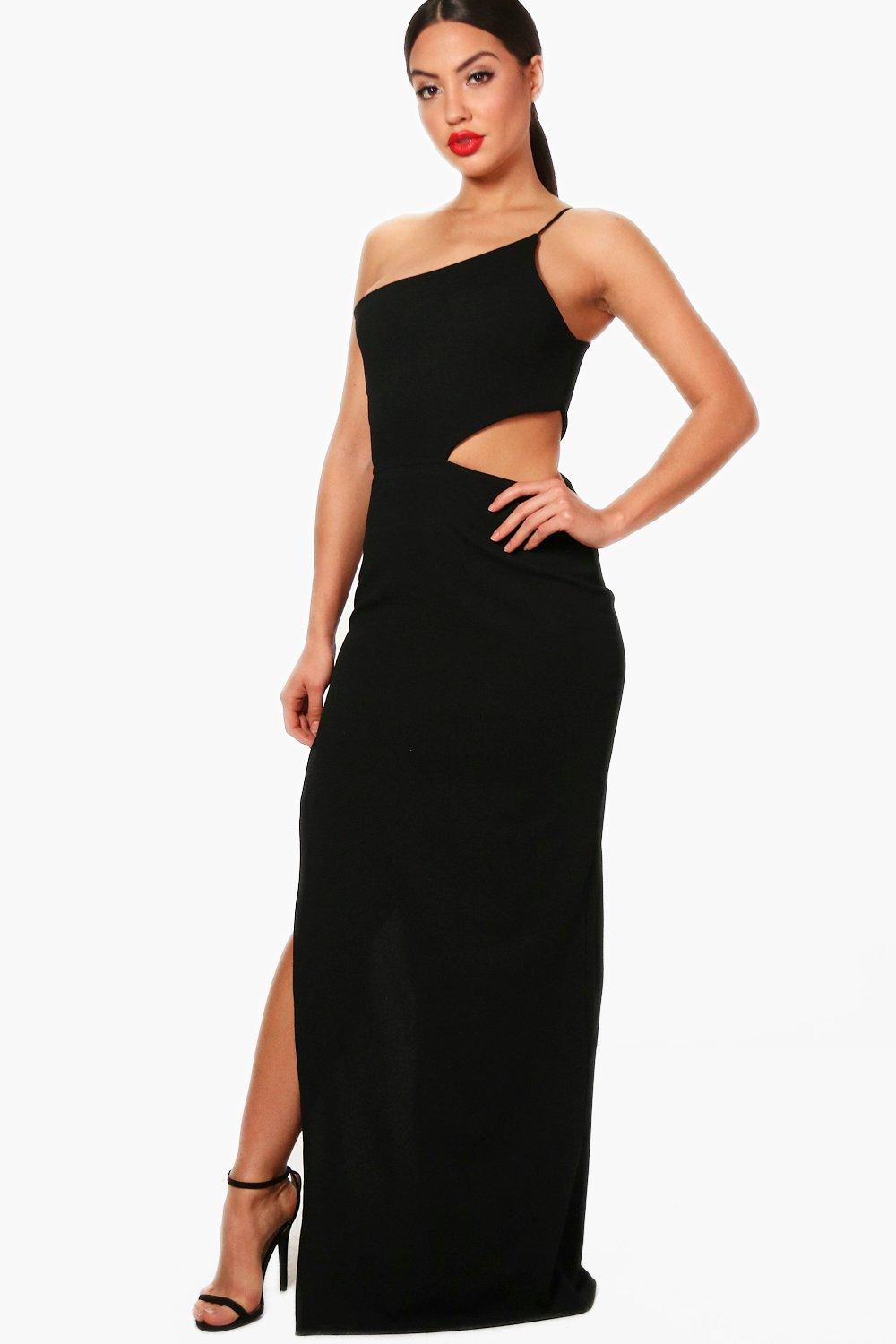 one shoulder cut out maxi dress