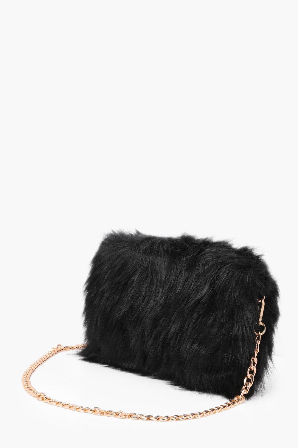 black fur crossbody bag