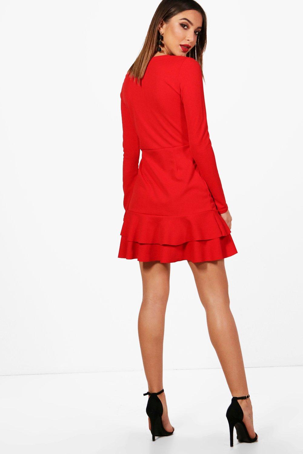 Ruffle hem 2025 dress long sleeve