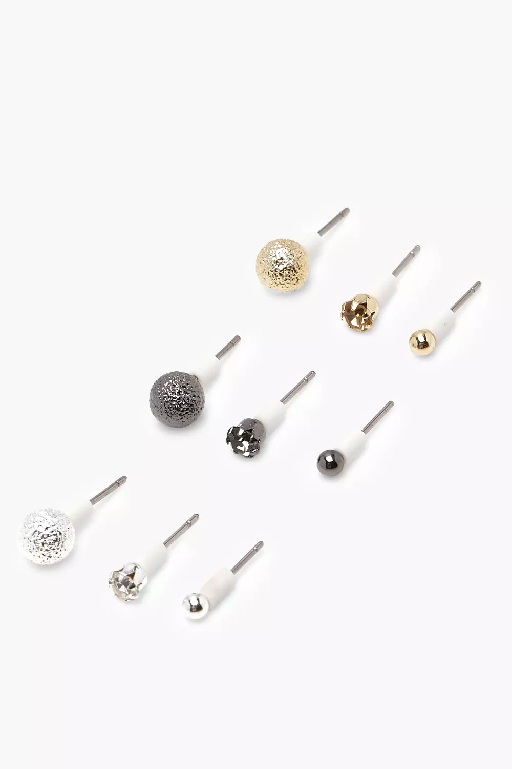 Multi Simple Mixed Studs 9 Pair Pack alternative image