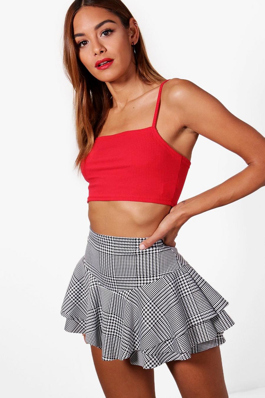 Woven Dogtooth Check Mini Ruffle Skort image number 1