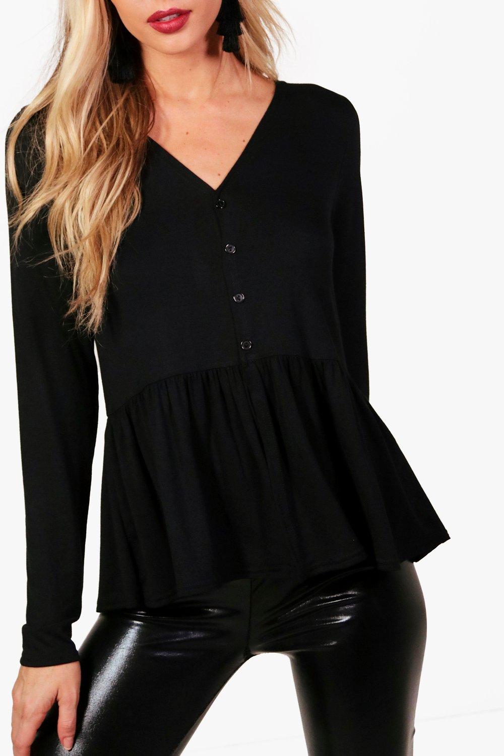 Button down best sale peplum top