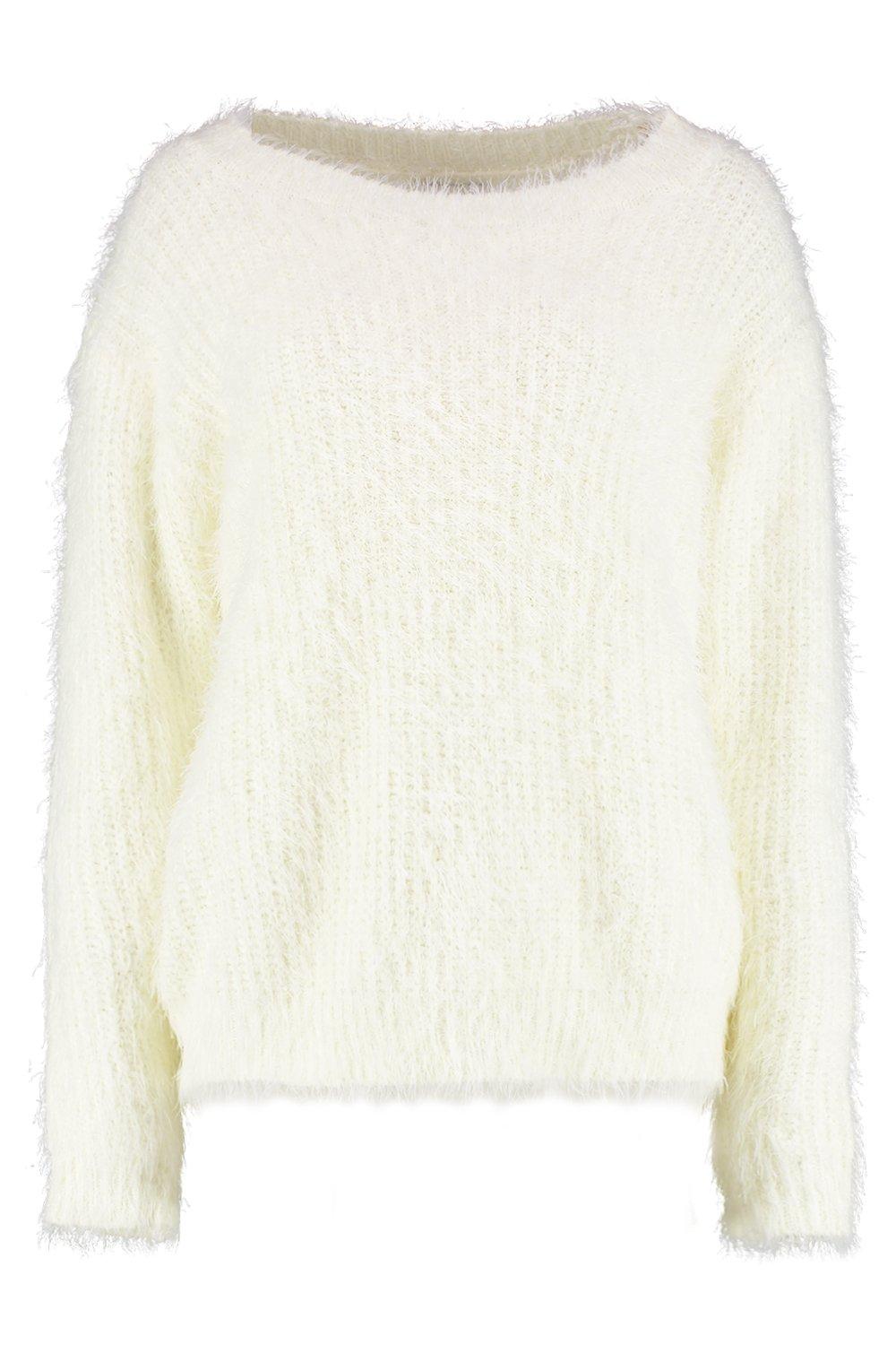 White hot sale fluffy jumper