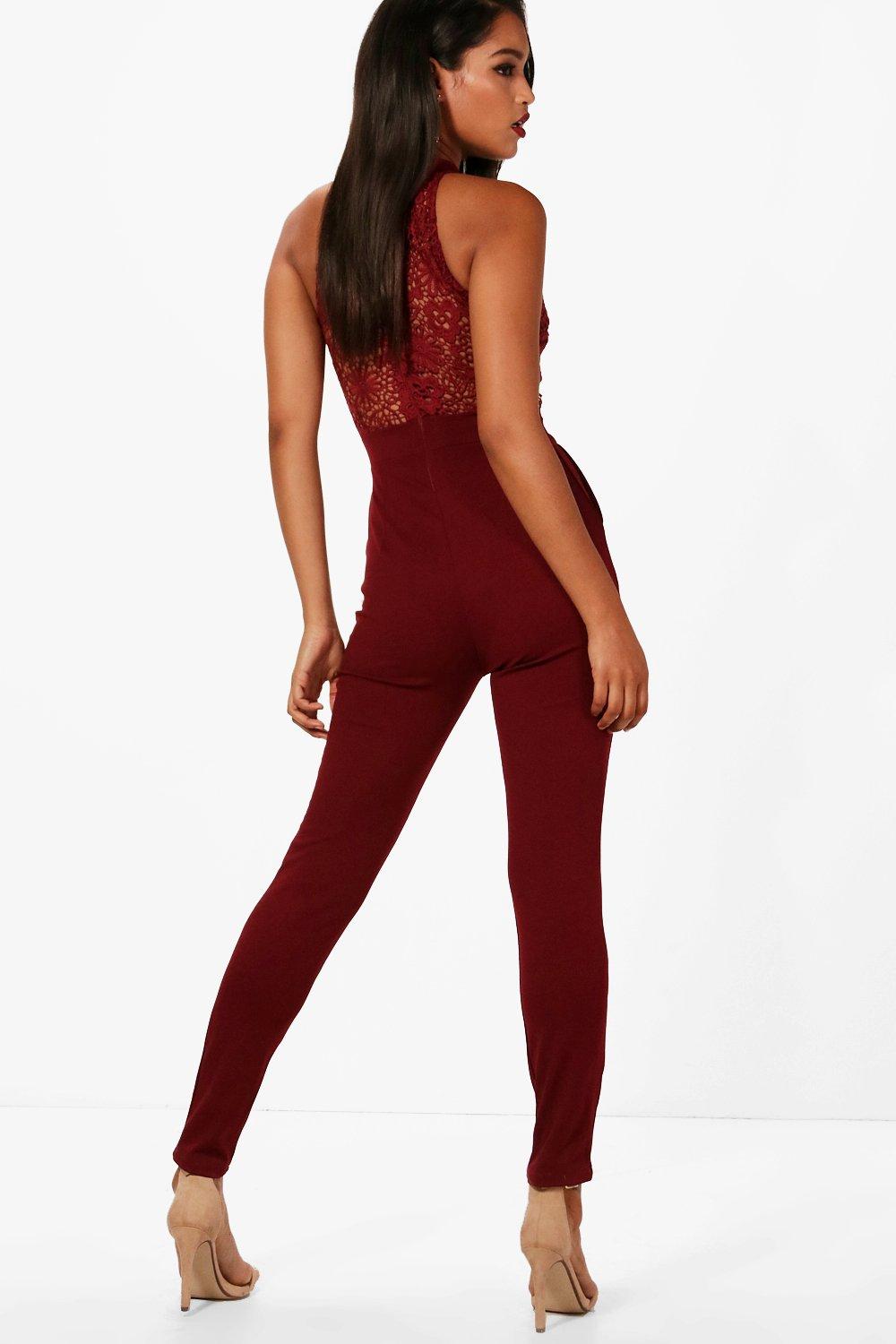 High neck store crochet jumpsuit