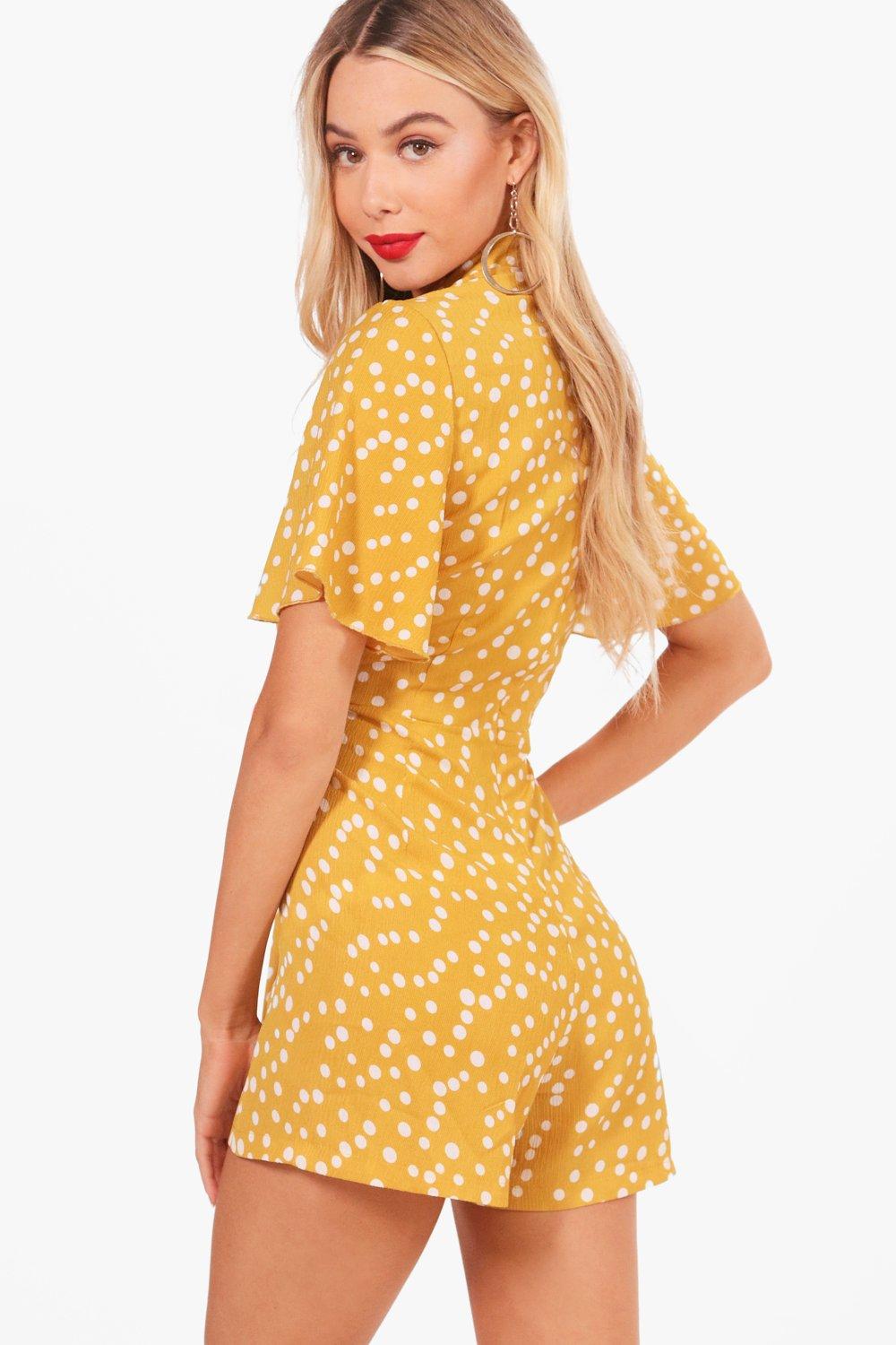 polka dot playsuit boohoo