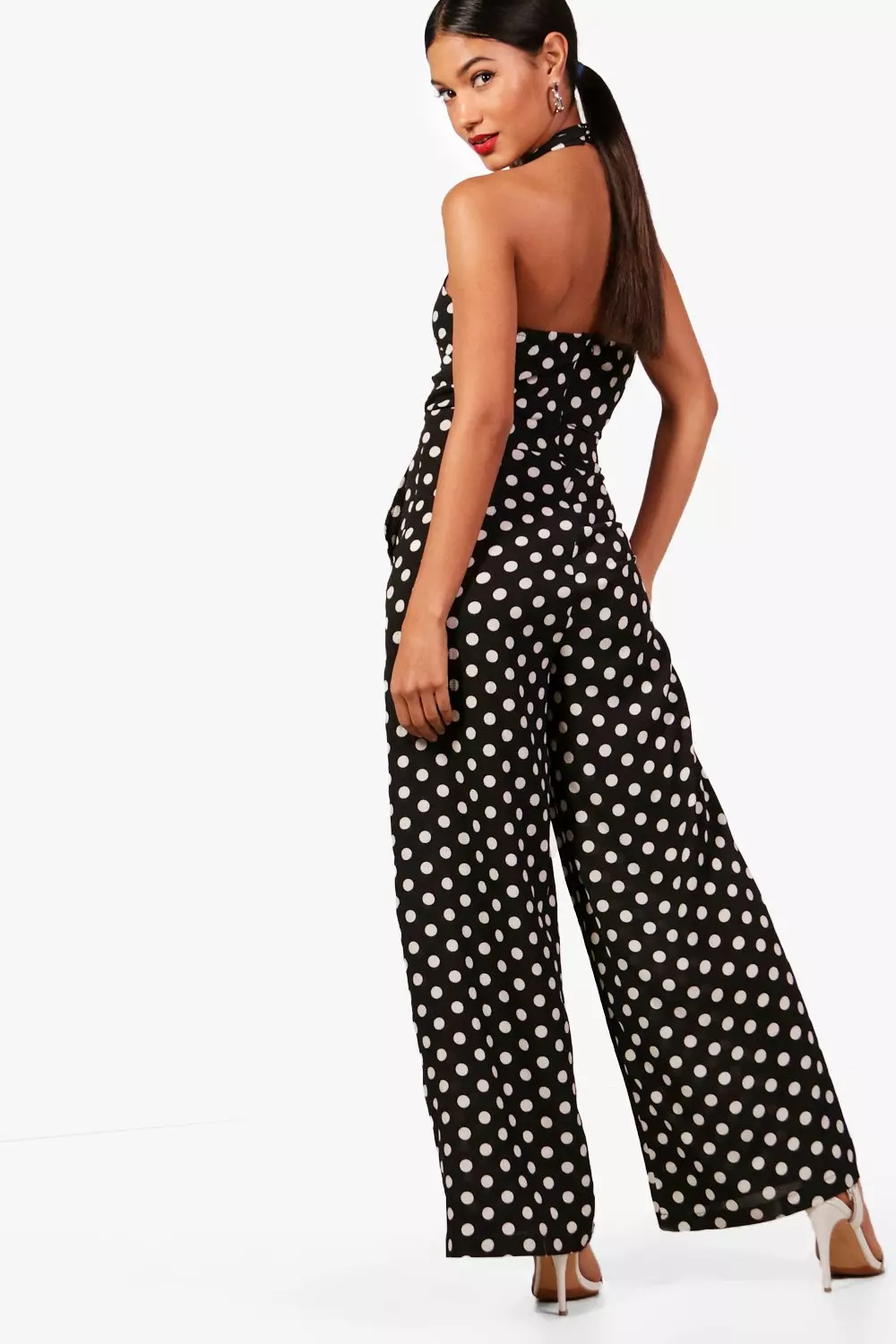 Women S Wide Leg Polka Dot Jumpsuit Boohoo Uk