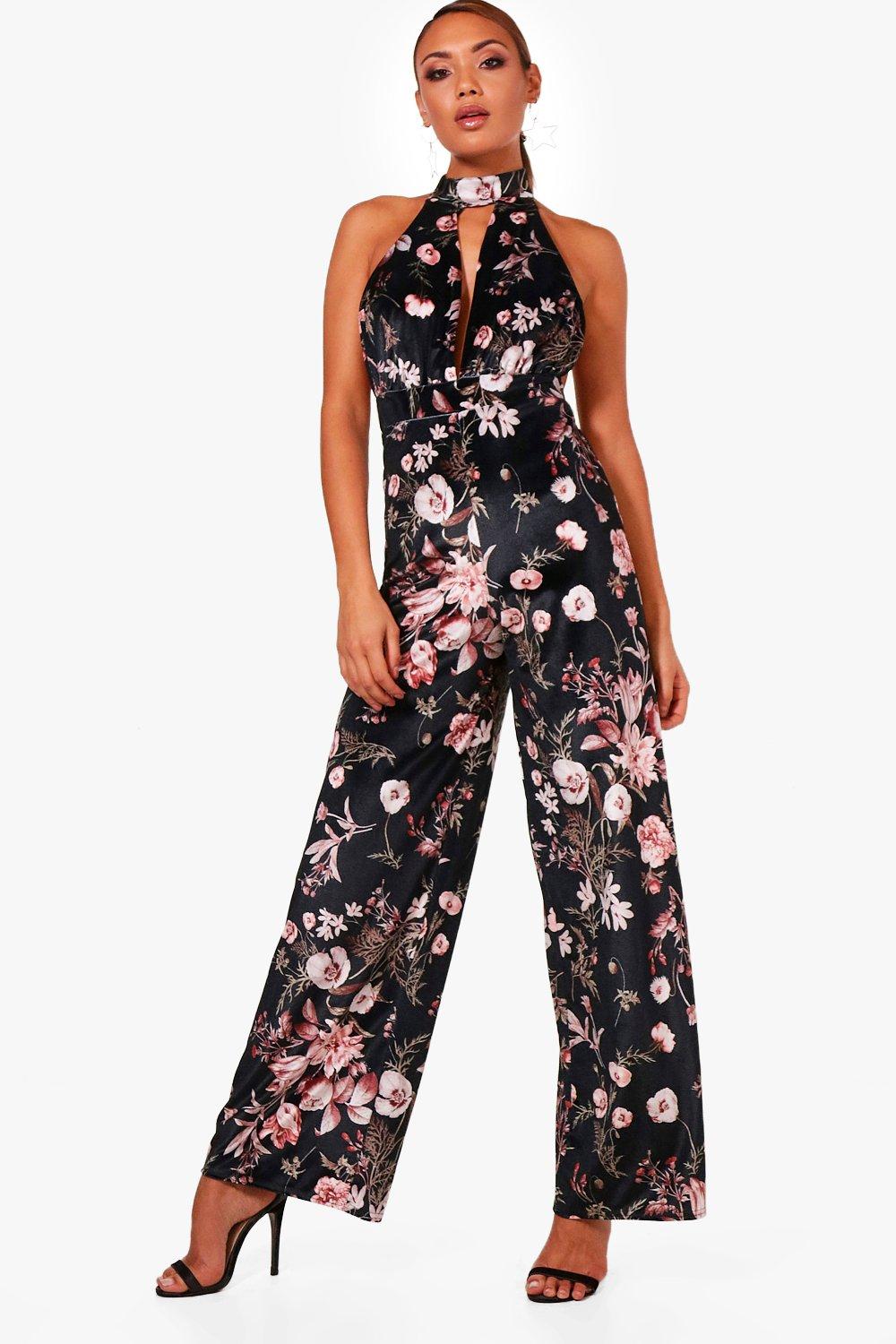 velvet jumpsuit boohoo