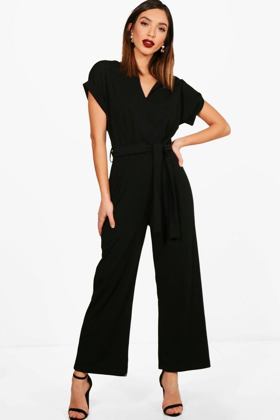 Black Tailored Wide Leg Jumpsuit image number 1