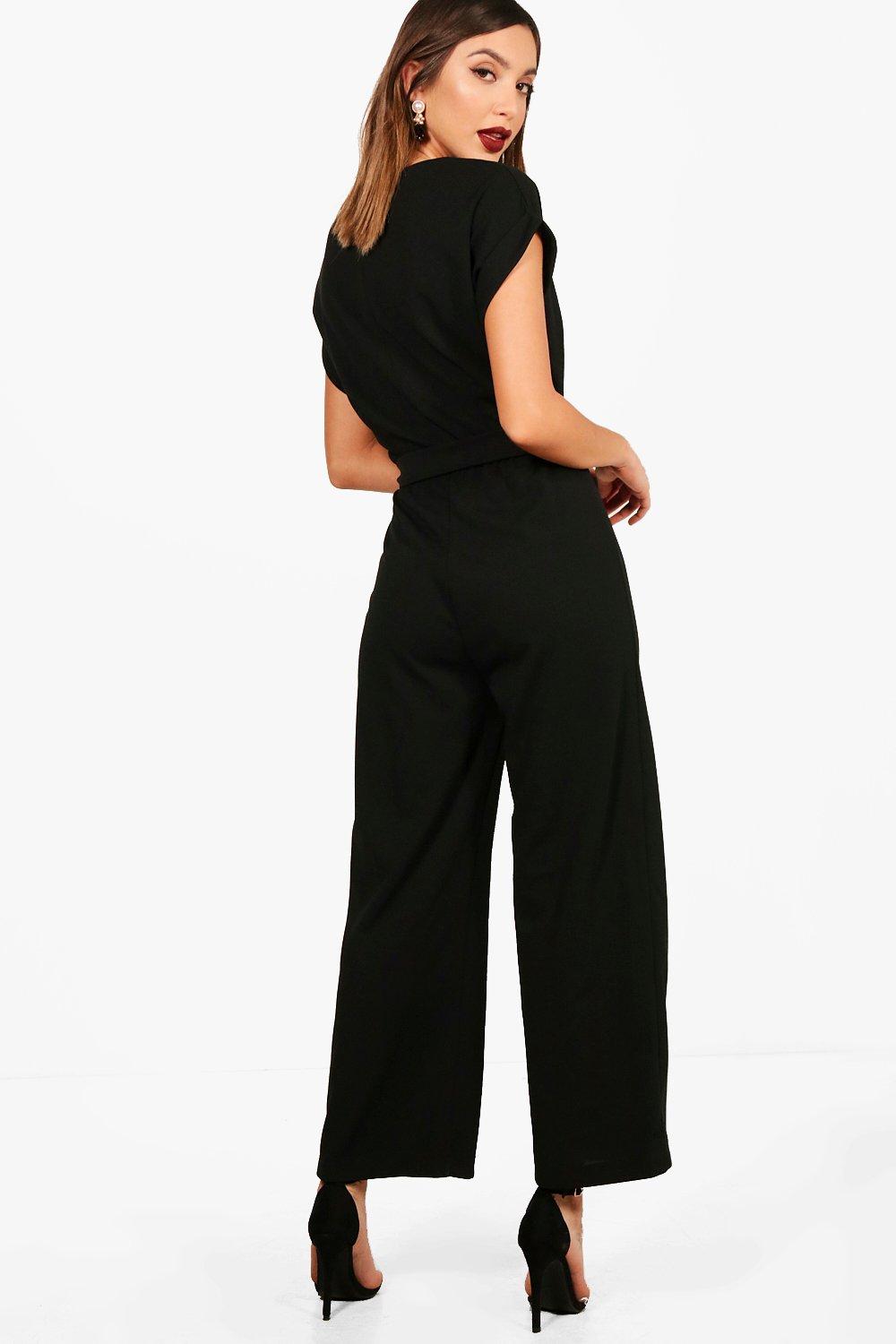 boohoo basic tailored wide leg jumpsuit