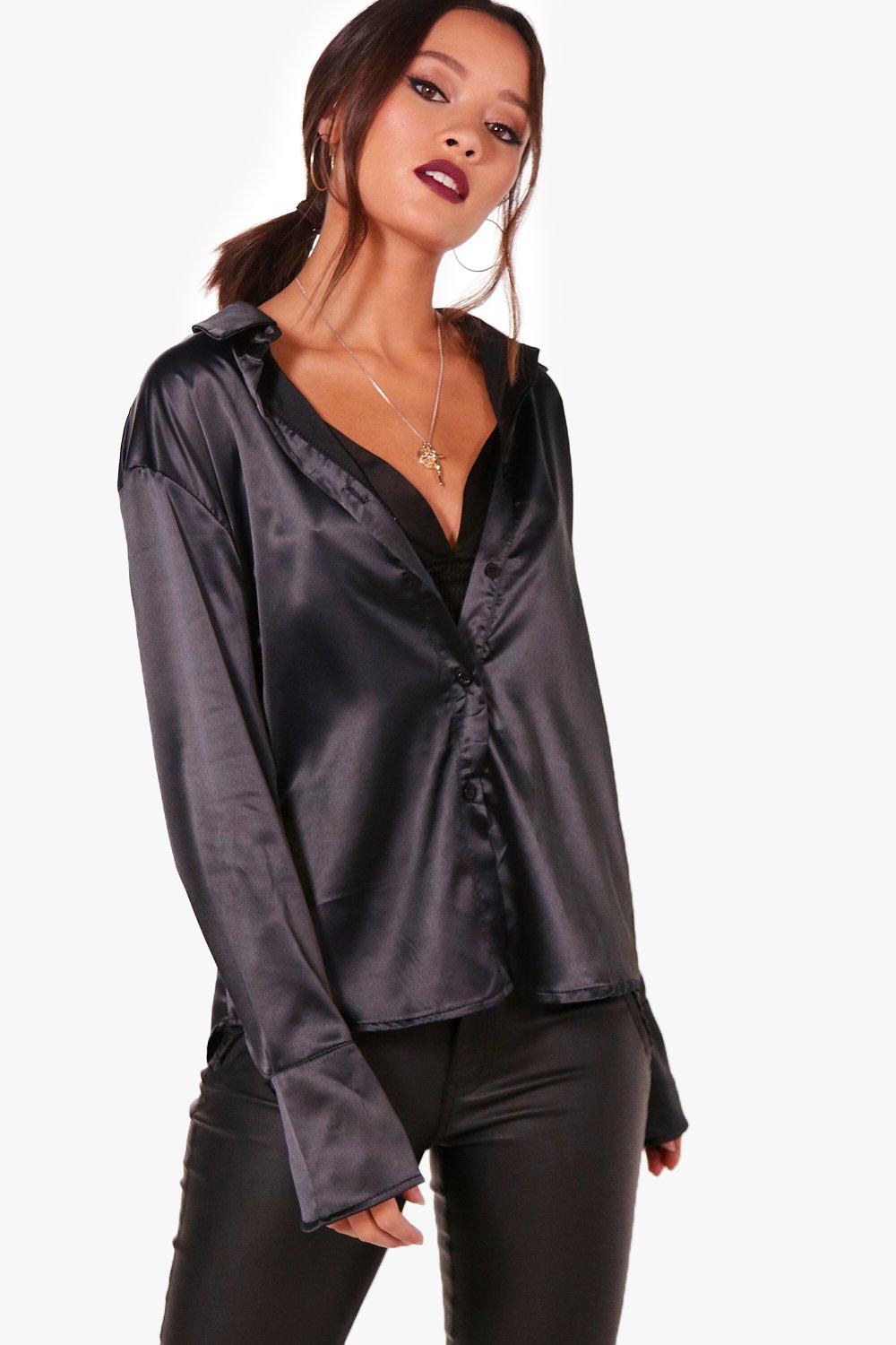 boohoo satin blouse