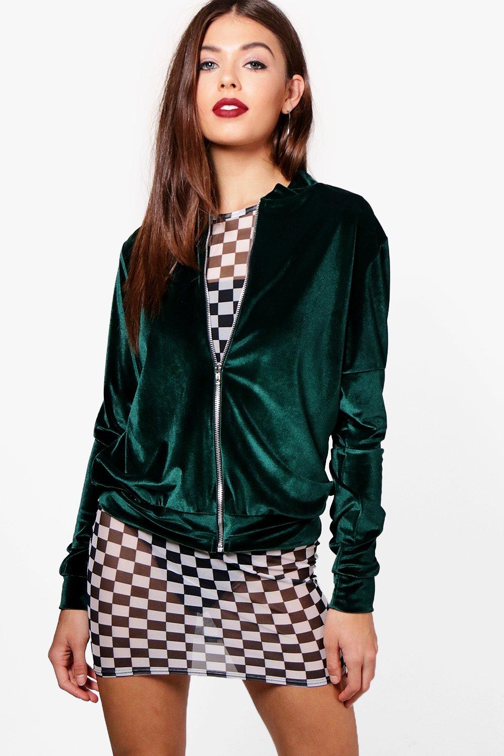 green velvet bomber jacket womens