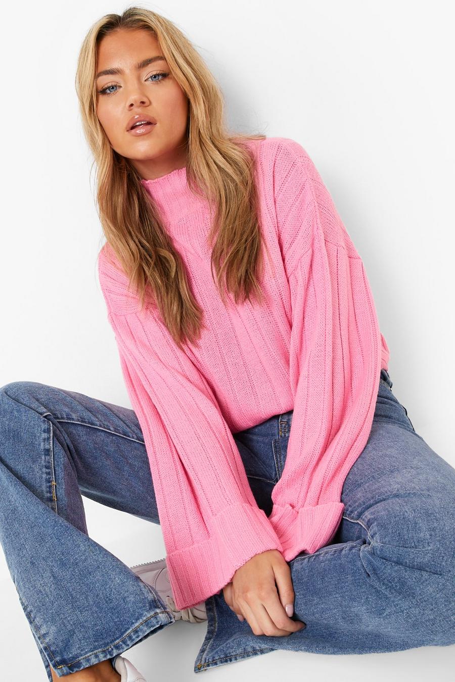 Gerippter Pullover mit weiten Ärmeln, Cherub pink image number 1