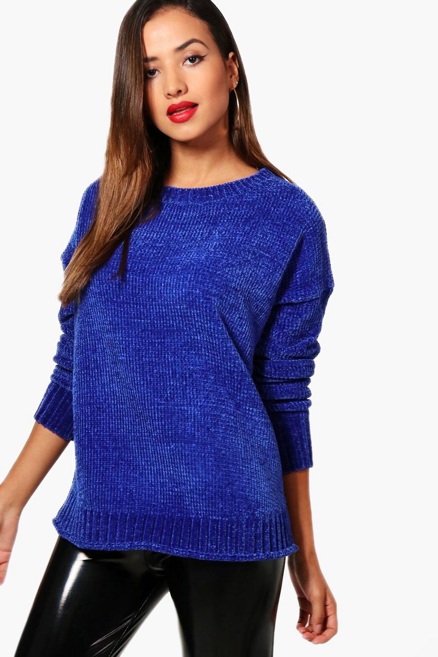 Cobalt blue Oversized Chenille Sweater image number 1