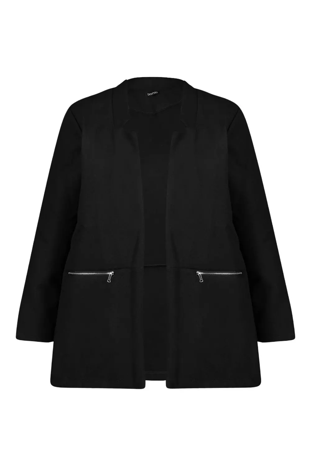 Zip pocket wool look coat top