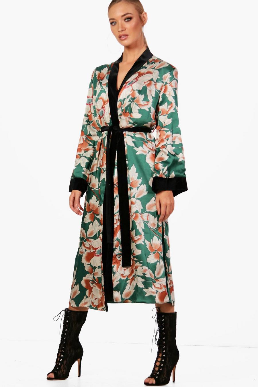 Velvet Trim Kimono Jacket, Bottle image number 1