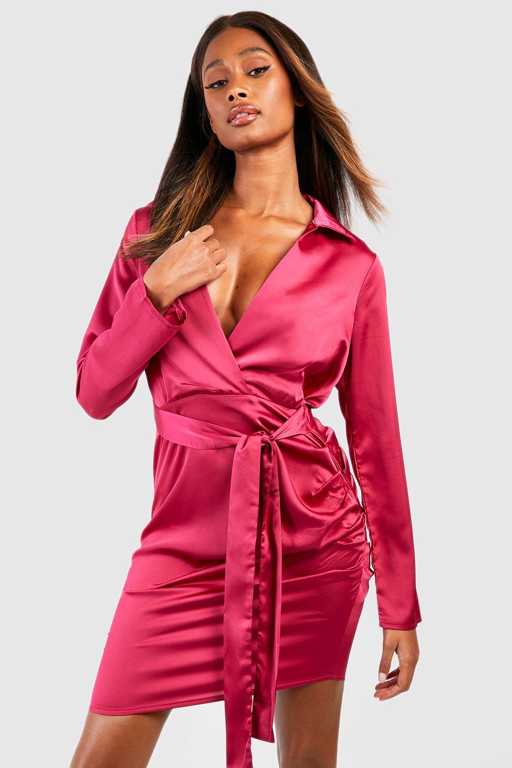 Boohoo wrap clearance dresses