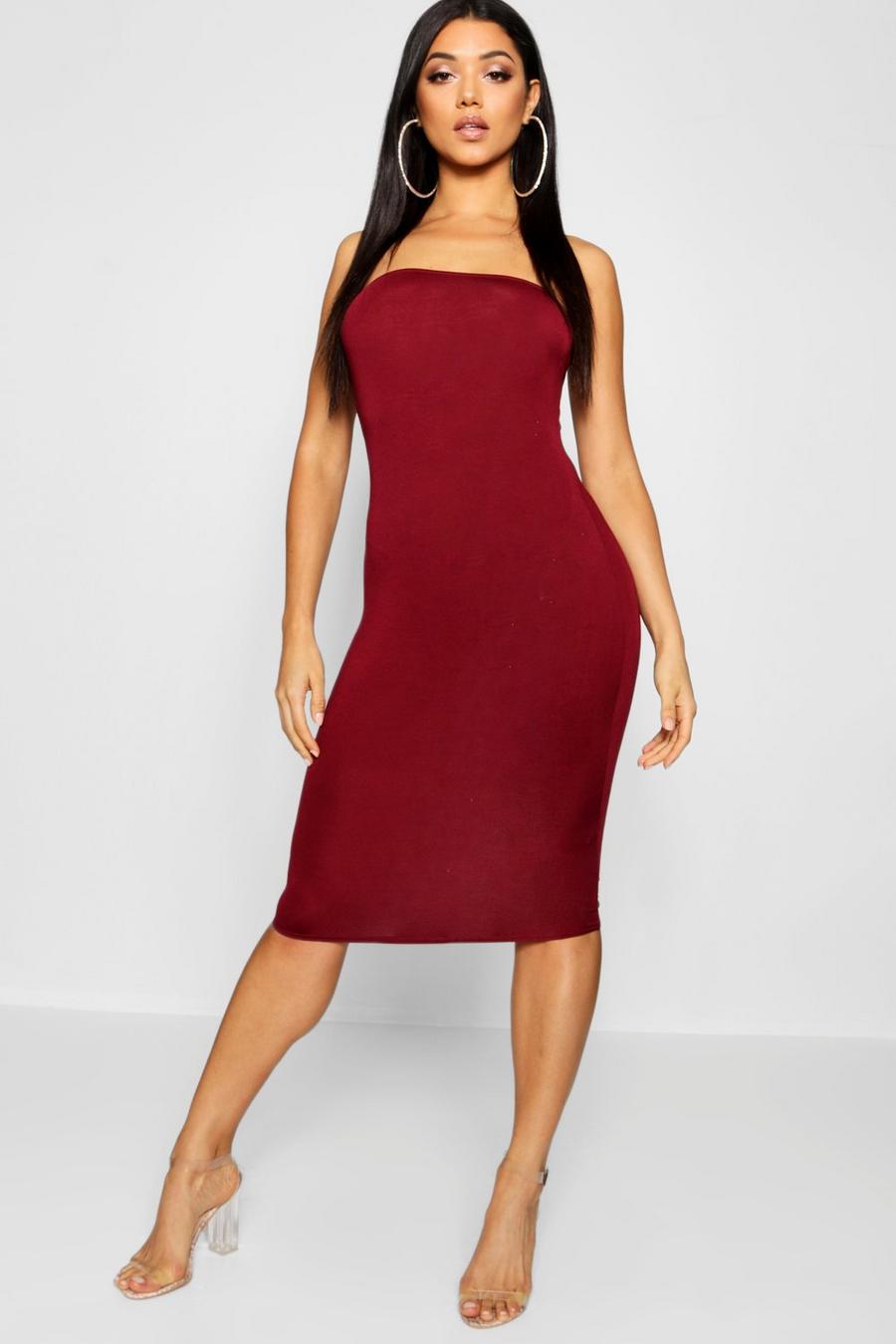 Berry Bandeau Bodycon Midi Dress image number 1