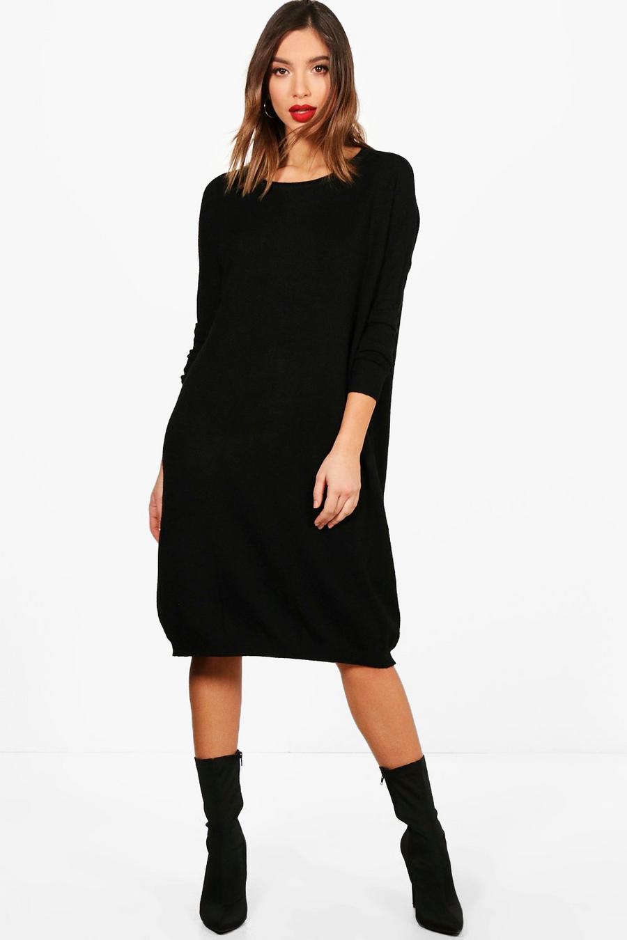 Charlie Oversized Knitted Midi Dress, Black negro image number 1