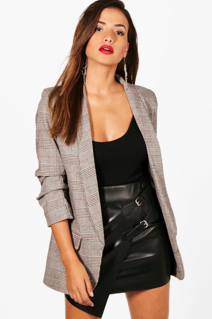 Check Ruched Sleeve Blazer image number 1