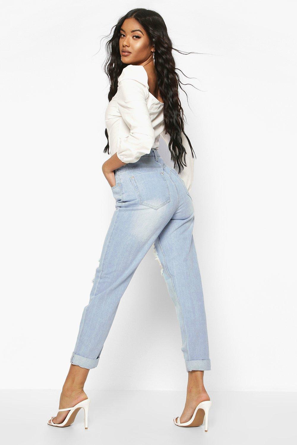 boohoo ripped mom jeans