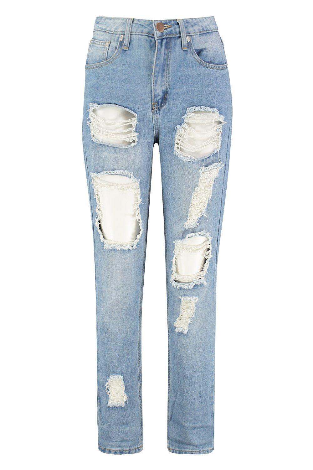 high waist distressed mom jeans