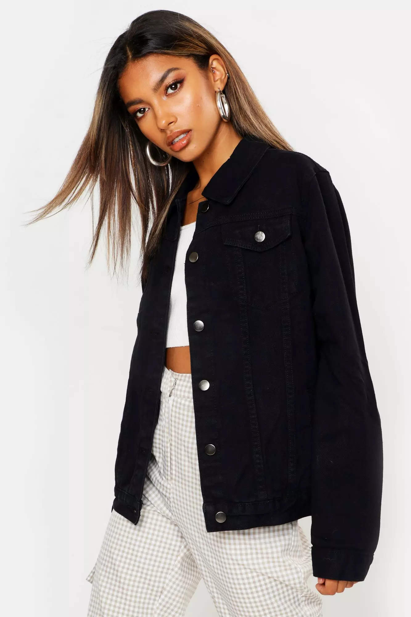 Womens jean sale jacket black