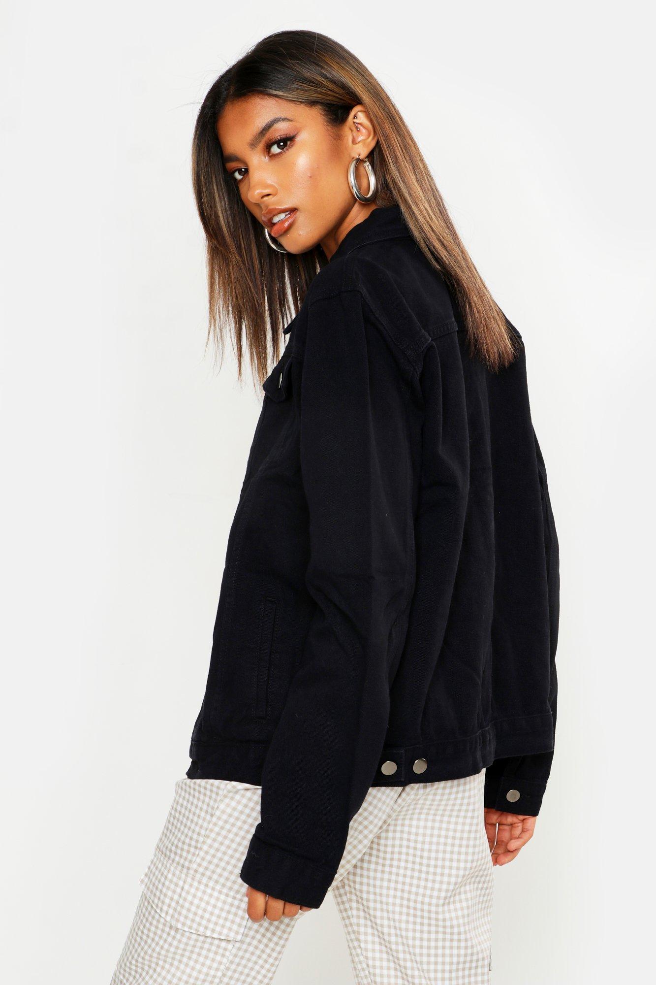 Black denim shop jacket boohoo