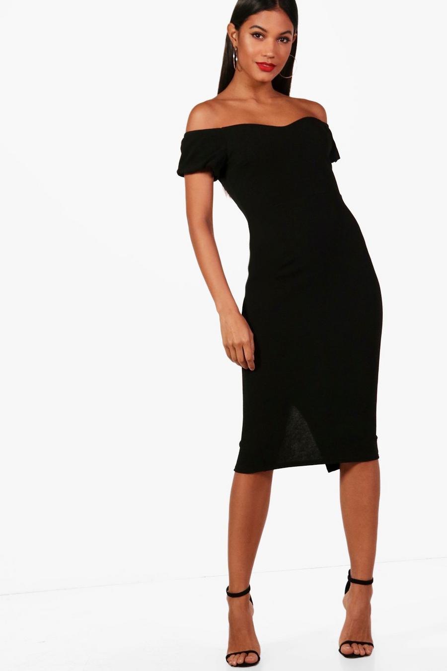 Bardot Puff Sleeve Midi Dress image number 1