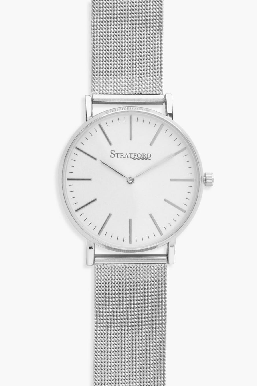 Silver Evelyn Mesh Strap Big Dial Watch image number 1