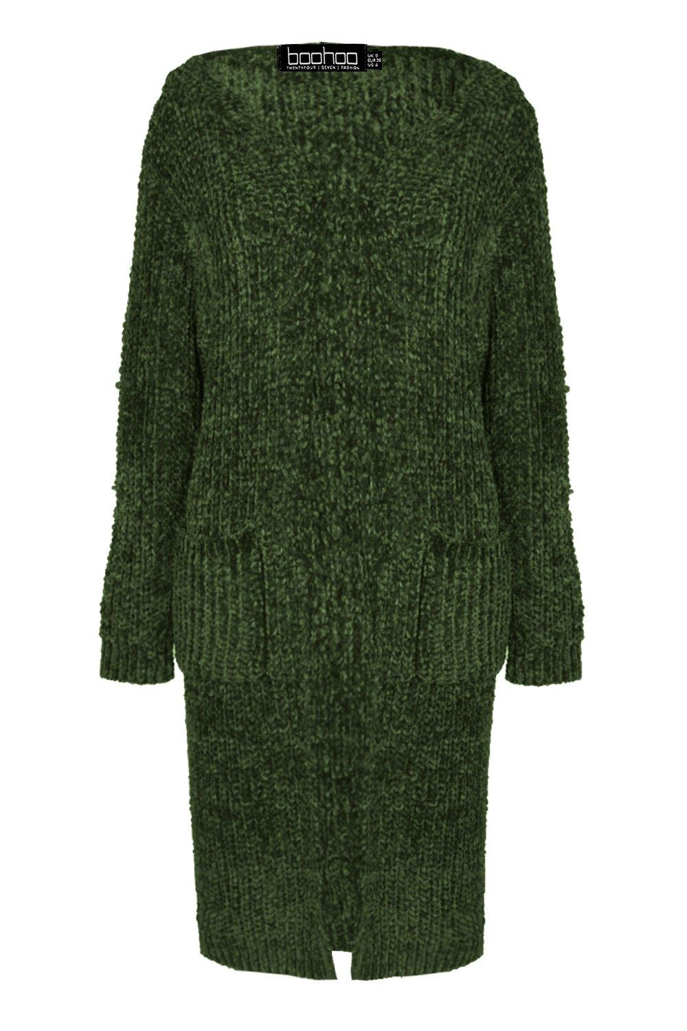 chenille hooded cardigan