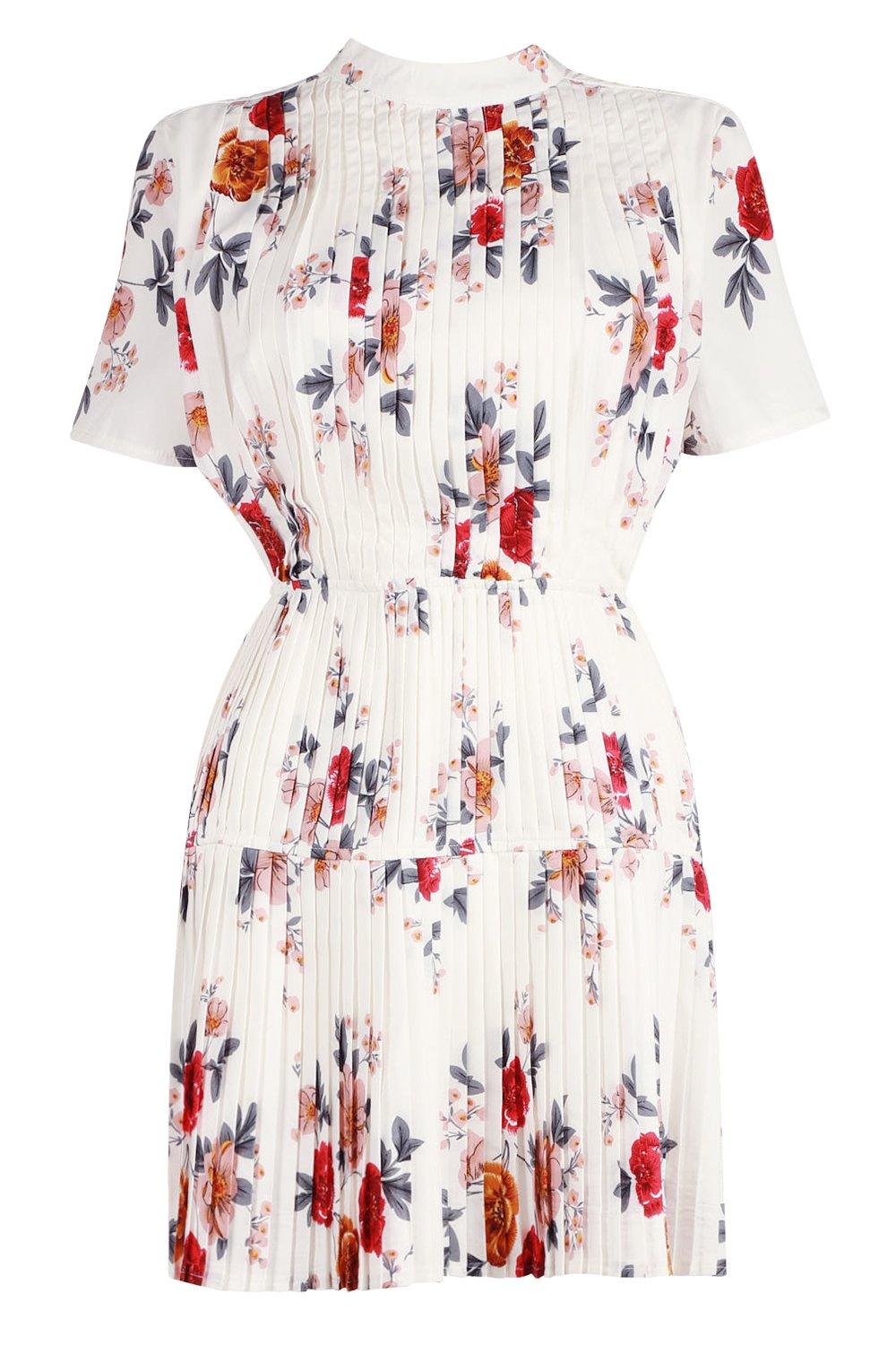 boohoo floral pleated skater dress