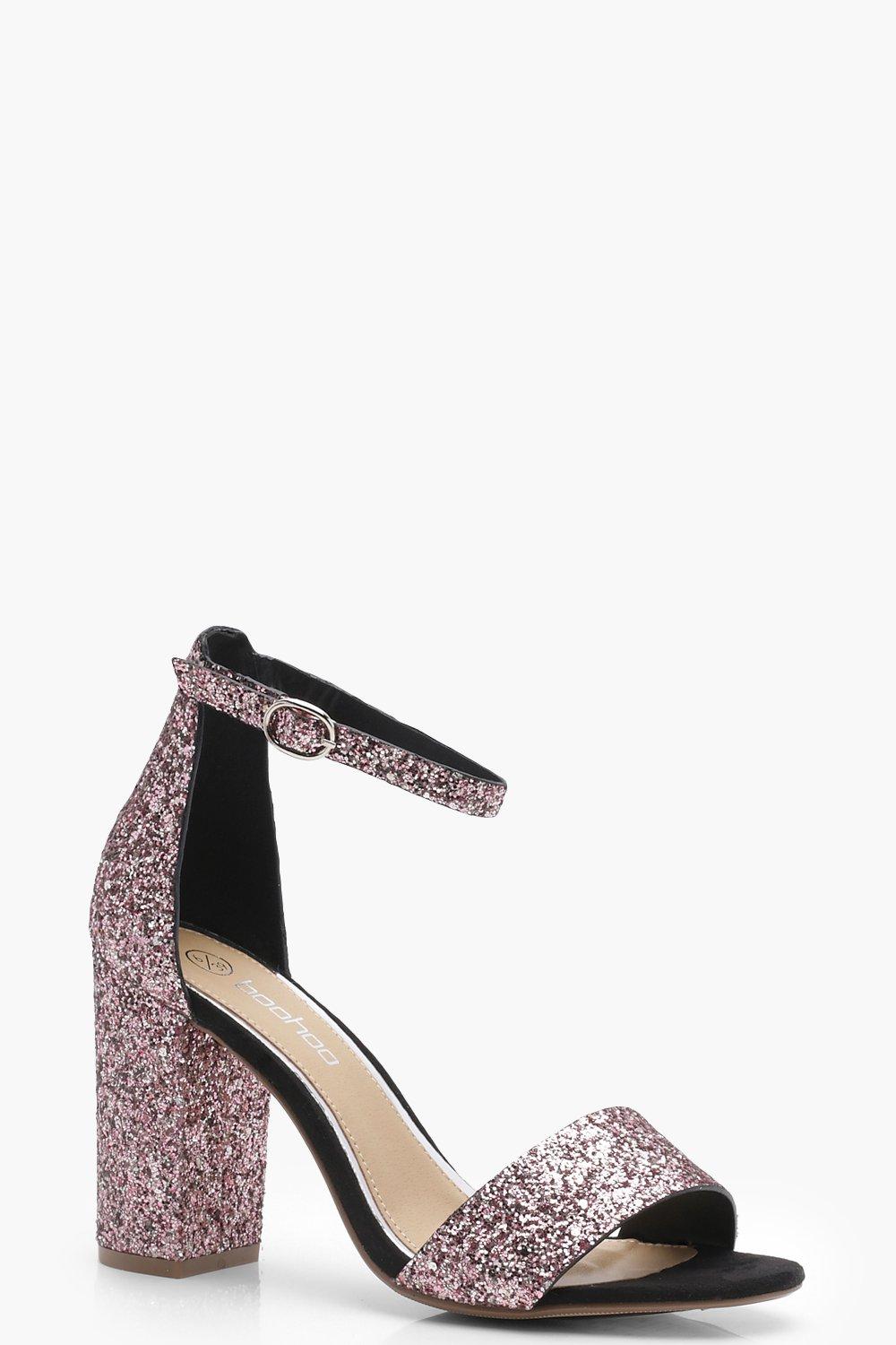 block sparkly heels